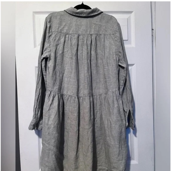 100% linen Halston dress size L with drop waist detail - Picture 6 of 6